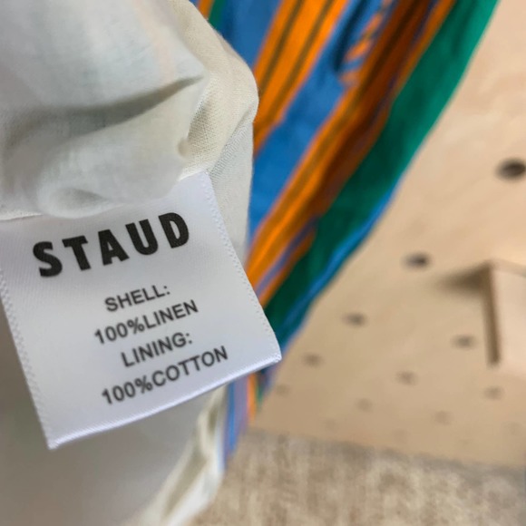 Staud Women’s Celestine Wrap-Effect Linen Stripe Ibiza Dress Size 6 - Picture 10 of 10